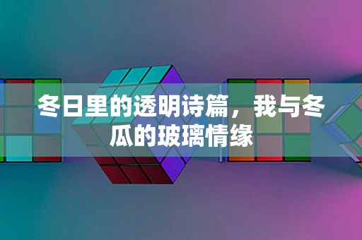 冬日里的透明诗篇，我与冬瓜的玻璃情缘